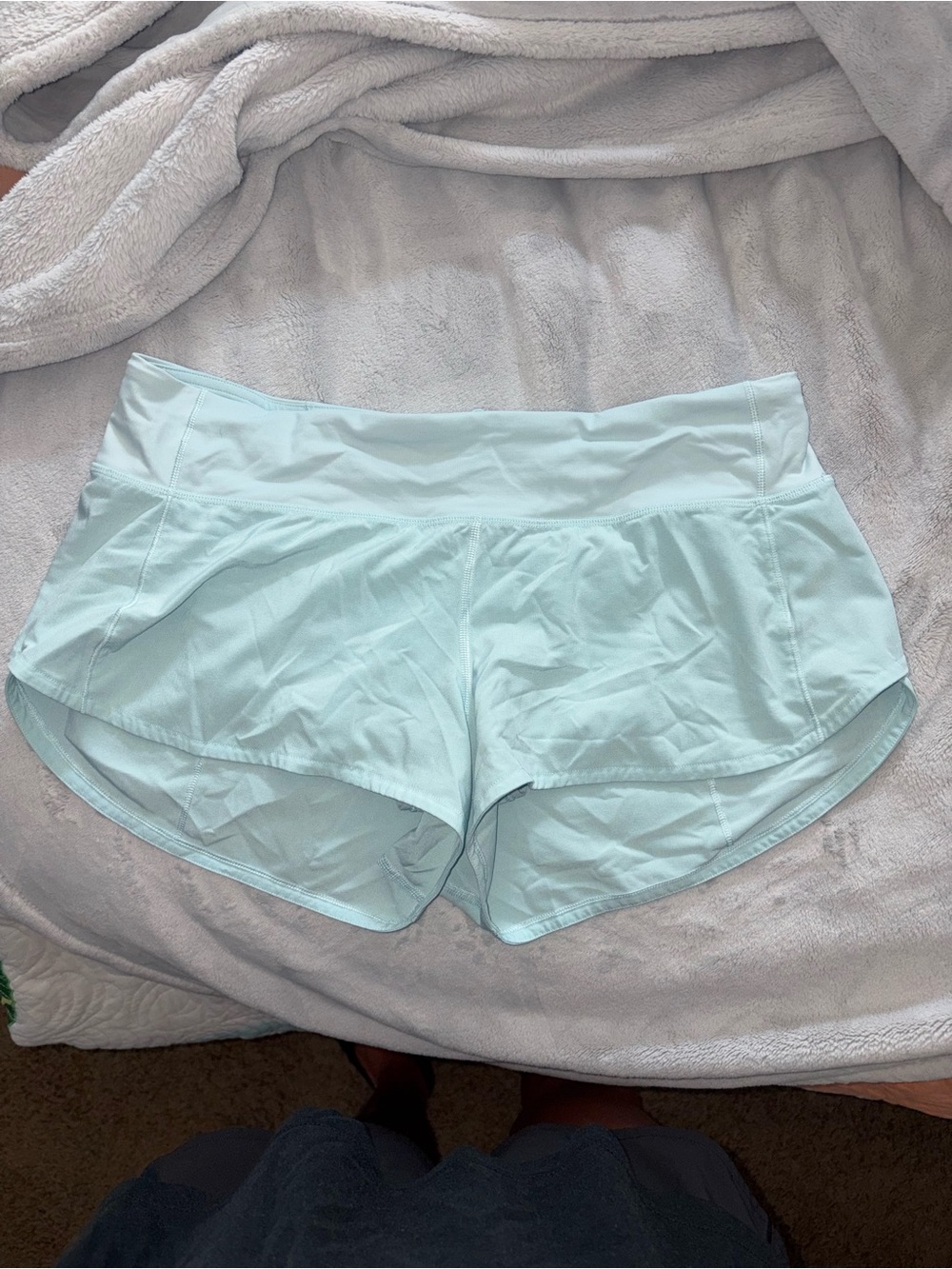 lululemon athletica Light Aqua Drawstring Workout Shorts